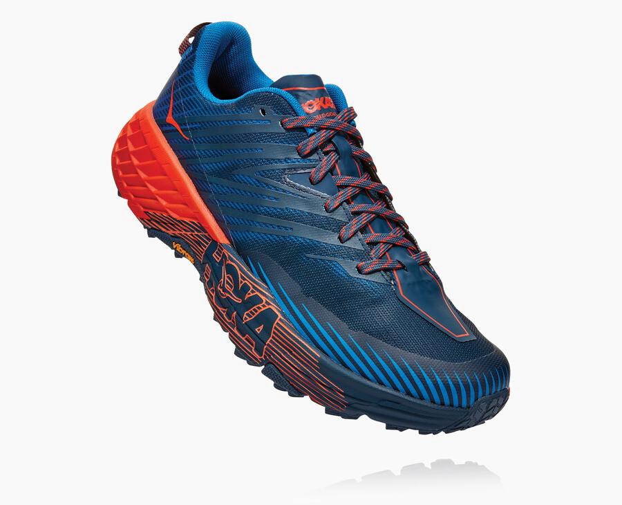 Hoka Australia One One Speedgoat 4 - Mens Trail Shoes Blue/Red - MLZCQ-1906